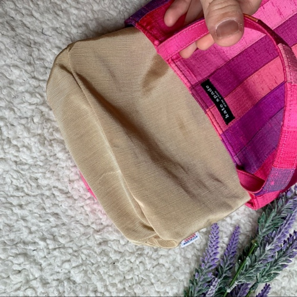 Kate Spade 90s Shantung Top Handle Pink Silk Evening Designer Tote Purse Barbie - Picture 8 of 16